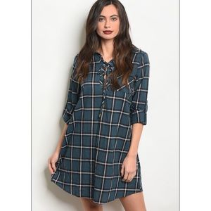 Green checkered dress